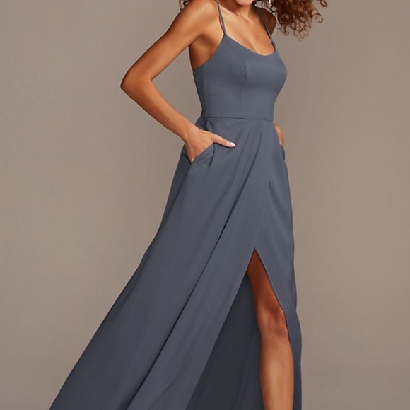 2 Long Grey Bridesmaid Dresses - Picture 1 of 5